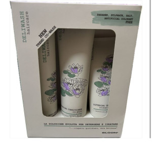 OCLEO' Kit Deliwash Elgon  Con Cleansing Conditioner 300 Ml Anti Residue Wash 250 Ml Softening Treatment 200 Ml In Regalo Crema Viso Solare Protezione