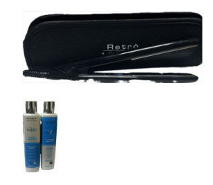 ùretro' Piastrino Retro' Nero Piu' Shampoo Retro' Capelli Lisci 250 Ml E Conditioner 250 Ml