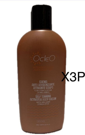 OCLEO' Crema Autoabbronzante  Attivante Con Melanina 250 Ml X 3 Pz