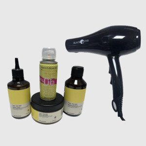 ELGON Kit Yes Shine Shampoo 250 Ml,Mask 250 Ml,Water Balm 200 Ml In Omaggio Spray Lucidante Retro'100 Ml Piu' Phon Black Star Turbo Piuma 1700 Watt