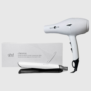 GHD Piastra  Chronos Bianca + Phon Black Star Turbo Piuma Bianco