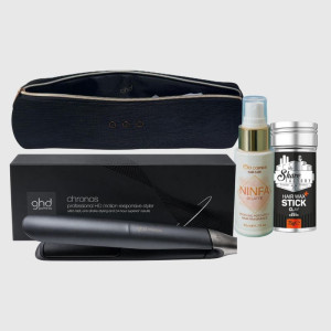 GHD Piastra  Chronos Nera Piu' Pochette  Piu' In Regalo Ninfa Profumo X Capelli Piu' Cera Stick X Capelli Shave Factory