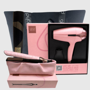 GHD Kit  Con Piastra  Chronos Dusted Pink + Phon  Helios Dusted Pink In Omaggio Lacca  Perfect Ending 400 Ml E Borsa In Tela