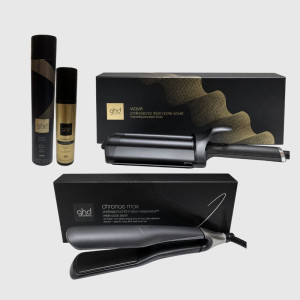 GHD Kit  Con Piastra  Chronos Max Nera  Piu'  Wave Triple Barrel In Omaggio Termoprotettore  Piu Spray Curl Ever After