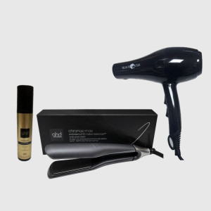 GHD Kit Con Piastra  Chronos Max+ In Omaggio Phon Black Star Turbo Piuma 1700 Watt  + Termoprotettore  250 Ml