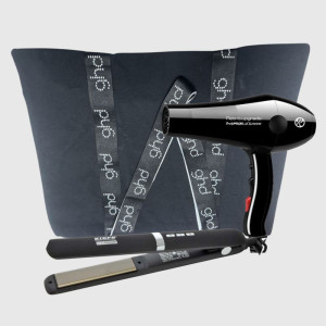 GHD Piastra Kiepe Home Precision Black + Phon Retro' Simply Pro 2100 Watt + Borsa