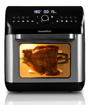 PremierTech® PremierTech Friggitrice ad Aria Family XXL da 12 Litri 10 Funzioni con accessori, Touch Screen Timer Acciaio Inox PT12LAF