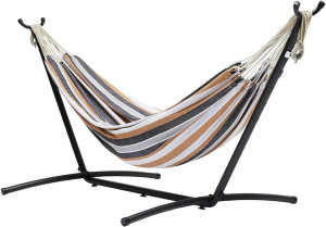 DadoHome Amaca da Giardino 2 Persone, Autoportante con Struttura in Acciaio, Cotone Multicolore, Capacità 150kg