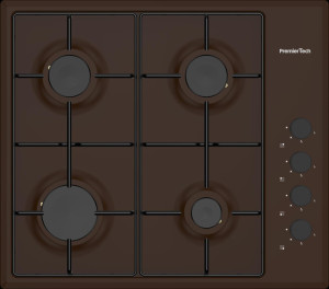 PremierTech® PremierTech Piano Cottura a Gas da 60cm, 4 Fuochi colore Marrone, incasso 56 x 48 cm, P460BN