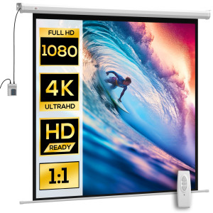 Altro Telo Proiettore Motorizzato Da 85" Con Telecomando, In Plastica E Metallo, 176.5x8x176.5 Cm, Bianco
