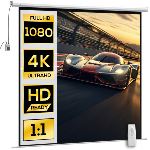 Altro Telo Proiettore Motorizzato Da 120" Con Telecomando, In Plastica E Metallo, 236.5x8x236.5 Cm, Bianco