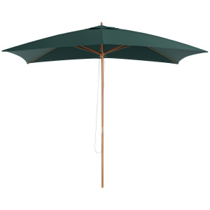 Altro Ombrellone 2x3 M Da Giardino In Legno Laccato E Bambù Con Copertura Rimovibile, Verde Scuro