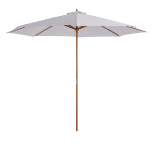 Altro Ombrellone Da Giardino 3x2.5 M Con Palo In Legno A 8 Stecche, In Bambù, Legno E Poliestere, Bianco