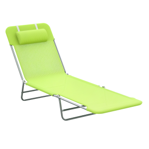 Altro Lettino Prendisole Pieghevole Con Schienale Reclinabile E Cuscino, 182x56x24.5cm