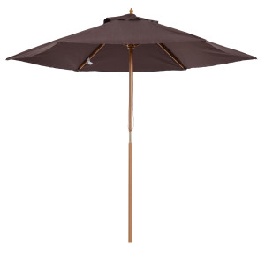 Altro Ombrellone Da Giardino 2.5x2.3 M A 6 Stecche Con Manovella, In Legno E Poliestere, Marrone