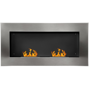 Altro Camino A Bioetanolo Da Parete Realizzato In Acciaio Inox Con 2 Bruciatori 0.9lt 110 X 54 X 14cm