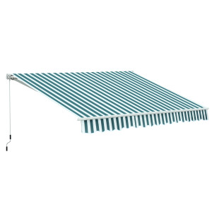 Altro Tenda Da Sole A Bracci Per Esterno Con Manovella, Metallo E Poliestere, 295x250cm Verde E Bianco