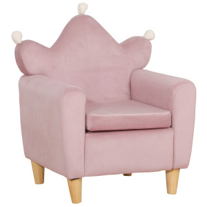 Altro Poltrona Per Bambini In Tessuto Effetto Velluto Rosa Con Schienale A Corona, 50.2x41.9x57.8 cm