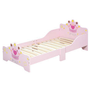 Altro Letto Per Bambini Con Bordi Rialzati E 6 Gambe In Legno Per Cameretta, Lettino Per Bimbi Da 3-6 Anni, 143x73x60cm, Rosa