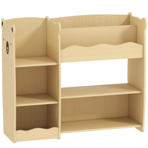 Altro Scaffale Portagiochi Per Bambini 3-8 Anni Con Ripiani Aperti E Scomparti, In Legno, 92x29x79 Cm, Color Legno