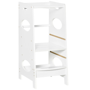 Altro Torre Montessoriana Per Bambini, Learning Tower Con Altezza Regolabile In Mdf, 40x50x90cm, Bianco