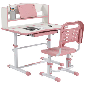 Altro Set Scrivania Per Bambini Con Sedia Regolabile In Altezza E Piano Inclinabile, Età 6-12 Anni, Rosa