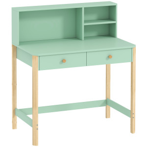 Altro Scrivania Per Bambini 5-12 Ani Con 3 Ripiani E 2 Cassetti, In Legno, 90x52x105 Cm, Verde