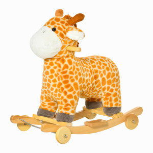 Altro Cavallo A Dondolo Per Bambini 3-6 Anni A Giraffa Con Ruote E Suoni, 63x38x63cm, Giallo