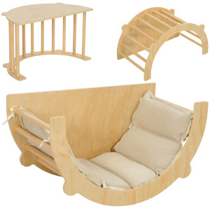 Altro Arco Montessoriano 3 In 1 Per Bambini Da 18-48 Mesi, Struttura Da Arrampicata, Tavolino E Dondolo Con Cuscino