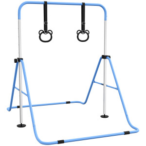 Altro Sbarra Ginnastica Artistica Per Bambini Ad Altezza Regolabile Con 2 Anelli, In Acciaio, 148x105x88-128 Cm, Blu