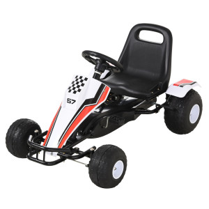 Altro GO-Kart A Pedali Bianco Per Bambini 3-6 Anni Con Sedile Regolabile, Ruote In Plastica, Freno A Mano E Cambio
