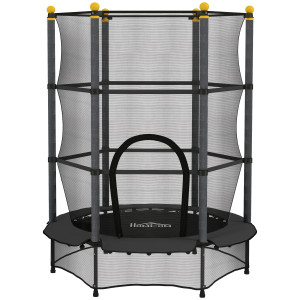 Altro Tappeto Elastico Per Bambini Con Rete Di Sicurezza E Pali Imbottiti Età 3-10 Anni, Ø140 X 190 Cm, Nero