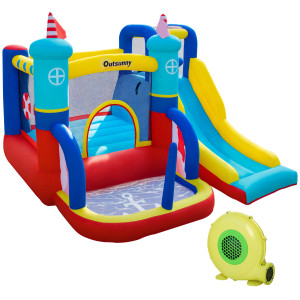 Altro Castello Gonfiabile 4 In 1 Bimbi 3-8 Anni, Scivolo E Piscina, 265x260x200cm