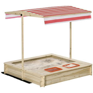 Altro Sabbiera Per Bambini 3-8 Anni Con Tettuccio Regolabile, In Legno Di Abete E Poliestere, 118x118x118 cm