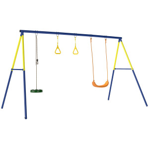 Altro Altalena Da Giardino 3 In 1 Per Bambini 3-8 Anni, In Acciaio E Pe, 285x160x181 Cm, Multicolore