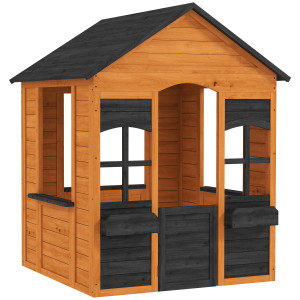 Altro Casetta In Legno Bambini Con Vasi Fiori, Per Gioco Esterno/interno, Età 3–8, Marrone