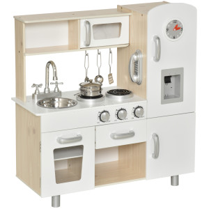 Altro Cucina Giocattolo In Legno Per Bambini Con Lavandino E Fornelli, Pentole E Utensili In Acciaio, 74x30x81cm, Bianco