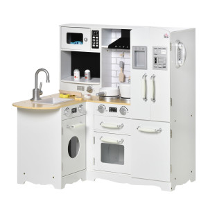 Altro Cucina Giocattolo In Legno Per Bambini 3-6 Anni Con 14 Accessori, Forno E Lavandino, 82x65x87 Cm, Bianco
