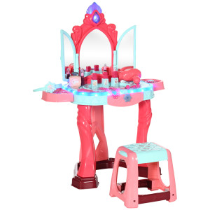 Altro Tavolino Toeletta Per Bambine Con Sgabello, Specchio, Luci E Accessori, In Pp E Gpps, 57x34x76 Cm, Multicolore