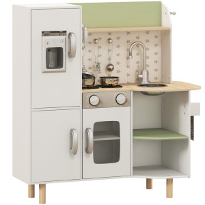 Altro Cucina Giocattolo Per Bambini 3-6 Anni Con Macchina Del Ghiaccio E Utensili, 84x34x89 Cm, Bianco E Verde