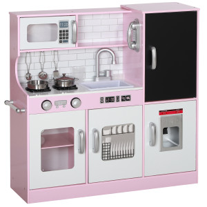 Altro Cucina Giocattolo In Legno Per Bambini 3-8 Anni Con Fornelli, Microonde, Lavandino, E Accessori, Rosa