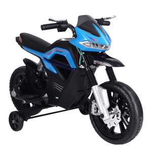 Altro Moto Elettrica Per Bambini Da 6v Con Rotelle E Fari, In Pp E Metallo, 105x52.3x62.3 Cm, Azzurro E Nero