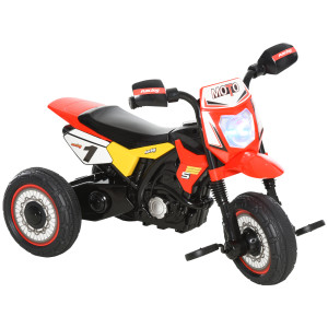 Altro Triciclo Per Bambini Stile Moto A Pedali Con Luci E Suoni, 3 Ruote Larghe, Età 18-36 Mesi, 71x40x51cm, Rosso