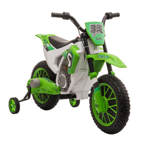 Altro Moto Da Cross Elettrica Per Bambini Con Rotelle, In Pp E Metallo, 106.5x51.5x68 Cm, Verde