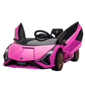 Altro Macchina Elettrica Per Bambini 3-5 Anni Lamborghini 12v Con Telecomando E Velocità 3-5km/h, Rosa