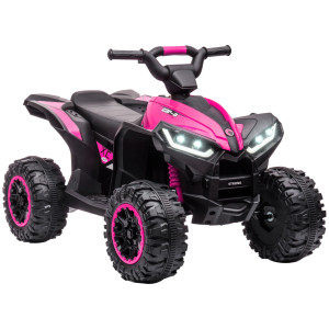 Altro Quad Elettrico Per Bambini 12v, 2 Velocità, Ruote Larghe Con Clacson E Fari Led, Età 3-5 Anni, Rosa