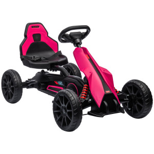 Altro Go Kart A Pedali Per Bambini 3-8 Anni Con Sedile Regolabile E Ruote In Eva, 100x58x58.5 Cm, Rosa E Nero