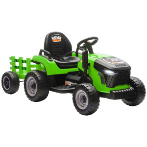 Altro Trattore Elettrico Per Bambini Con Rimorchio Staccabile E Telecomando, In Plastica E Metallo, 139x58x55 Cm, Verde