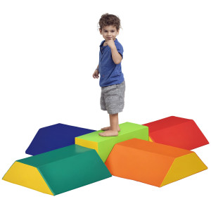 Altro Set Costruzioni Morbide Per Bambini Con 5 Blocchi A Rettangolo E Trapezio, In Pu E Epe, 48.3x19.1x48.3 Cm, Multicolore