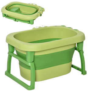 Altro Vaschetta Bagnetto Pieghevole Per Bimbi 0-6 Anni In Plastica Antiscivolo Verde, 75.3x55.4x43cm